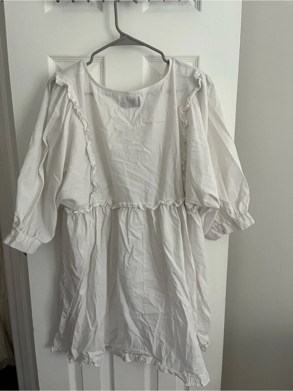 ASOS White Ruffle-Trim Mini Dress - Picture 3 of 3